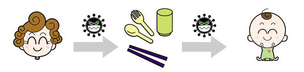 母子感染のむし歯の経路